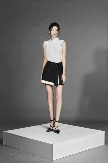 B-boy zen crop-vest x W-stu sleeveless Shirt x Tie B-belt