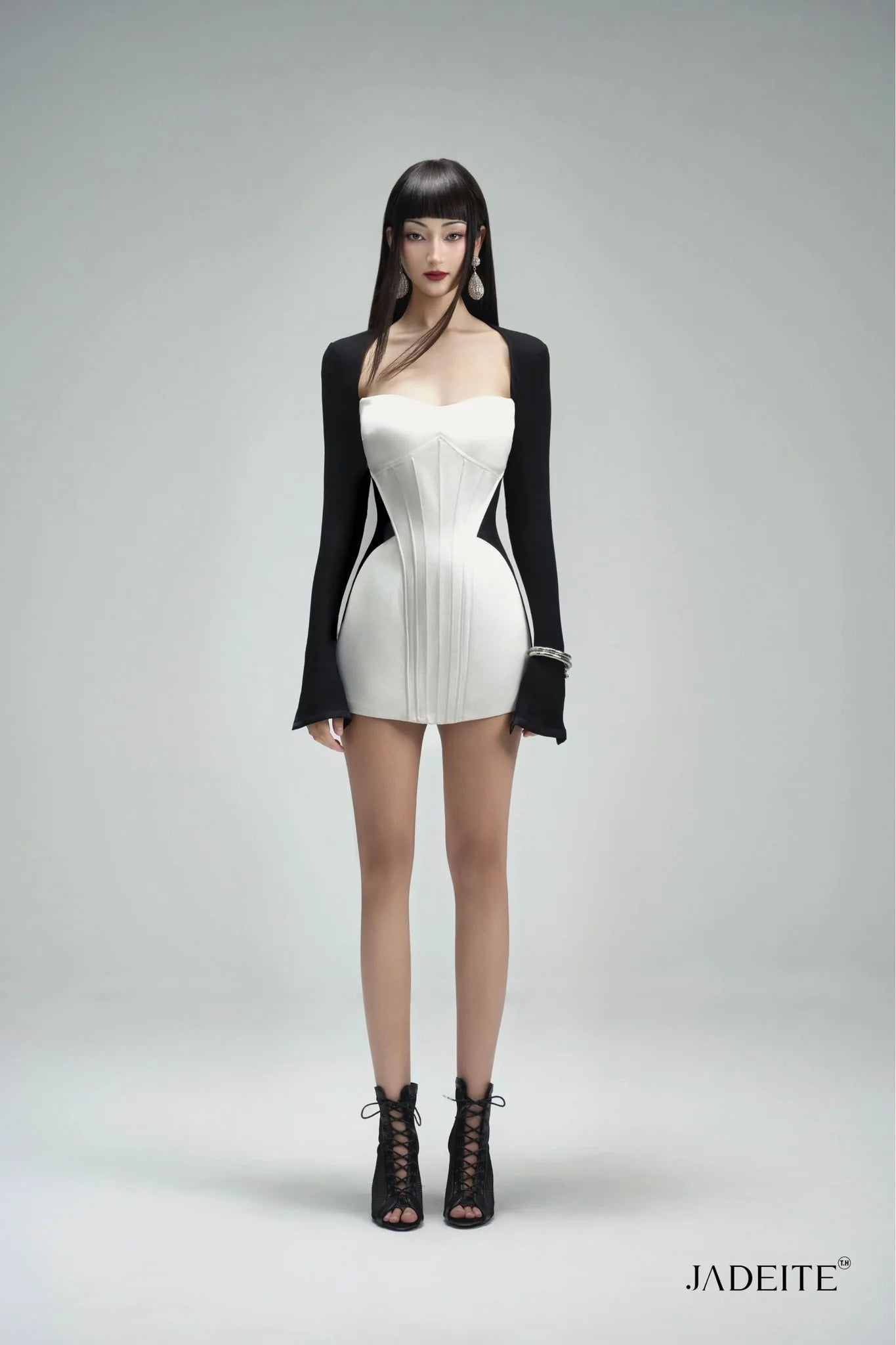 Hour-Glass BW Dress & Ballet Black Crop-Top