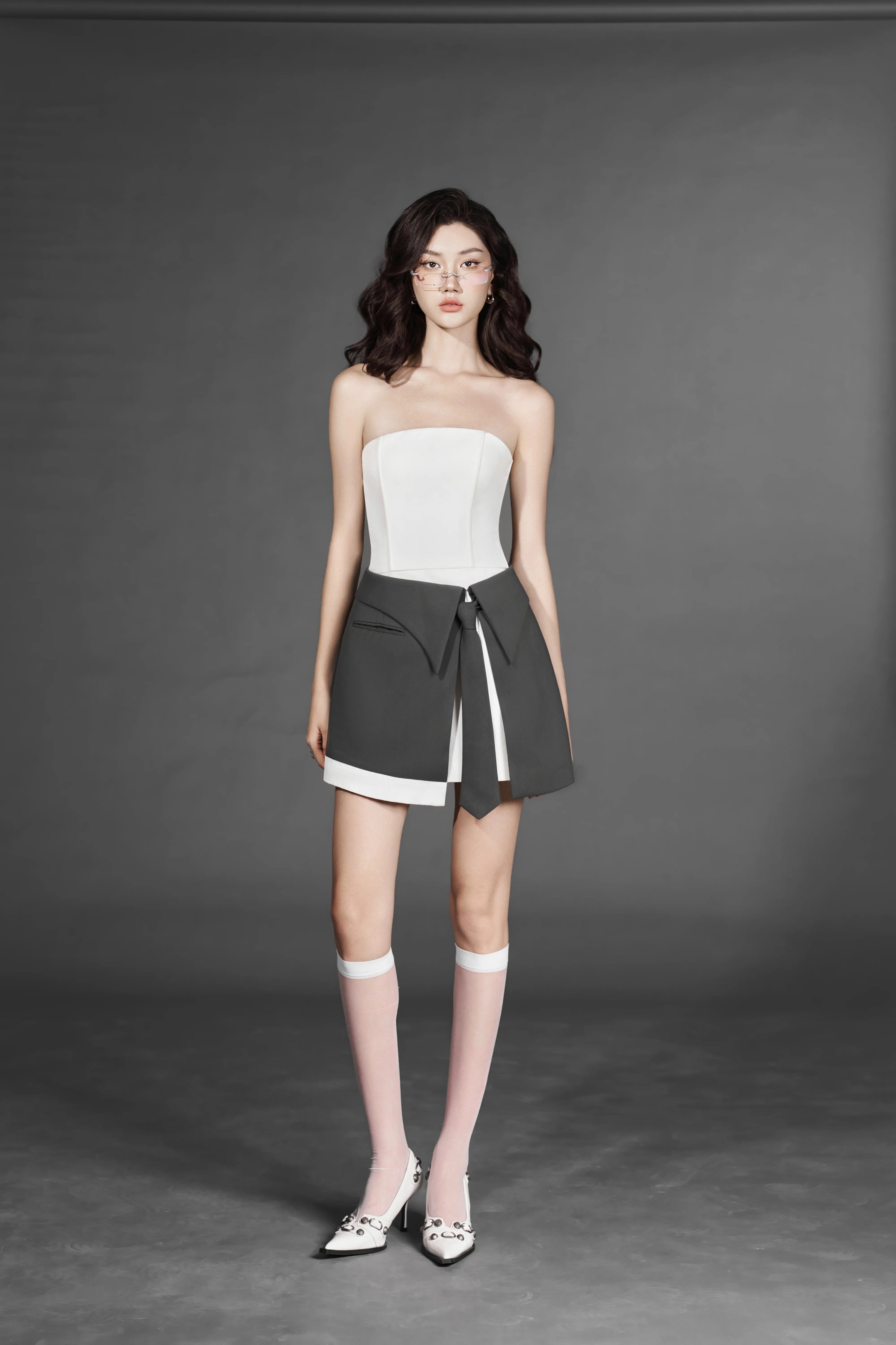 G-Boy Crop Vest x W-Girl Strapless Dress x Tie G-Belt